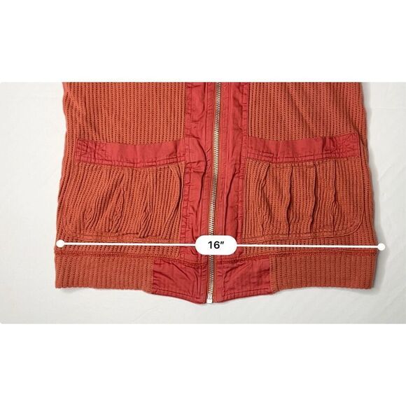 Marc by Marc Jacobs Zip Front Waffle Hoodie Top XS Cinnamon Short Sleeve - Picture 6 of 12